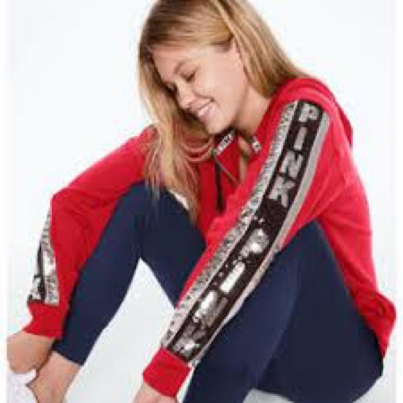 VS PINK BLING SEQUIN PERFECT TUNIC HOODIE PULLOVER - Picture 14 of 14